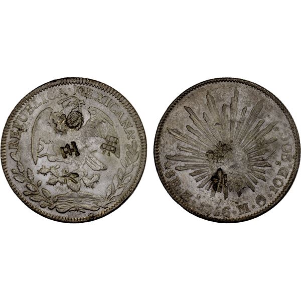 CHINA: CHOPMARKED COINS: MEXICO: Republic, AR 8 reales, 1856-Zs, AU