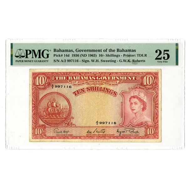 Bahamas. Government of the Bahamas, 1936 (ND 1963), Issued Banknote.