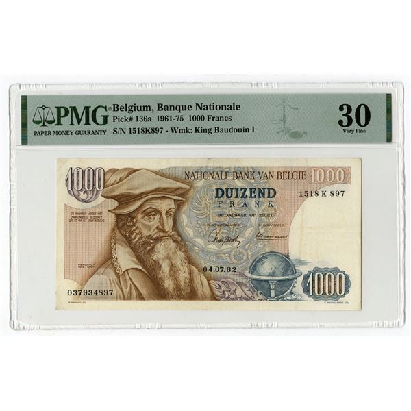 Belgium. Banque Nationale de Belgique, 1962, Issued Banknote.