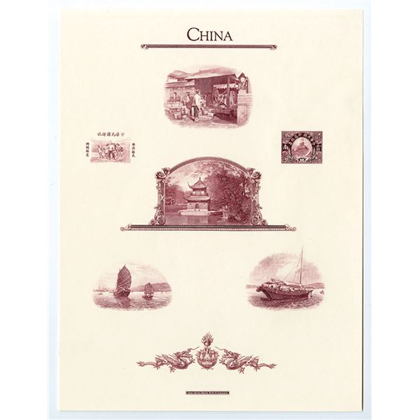 China. NY. American Bank Note Co. "China" Sheet of Proof Stamps and Vignettes