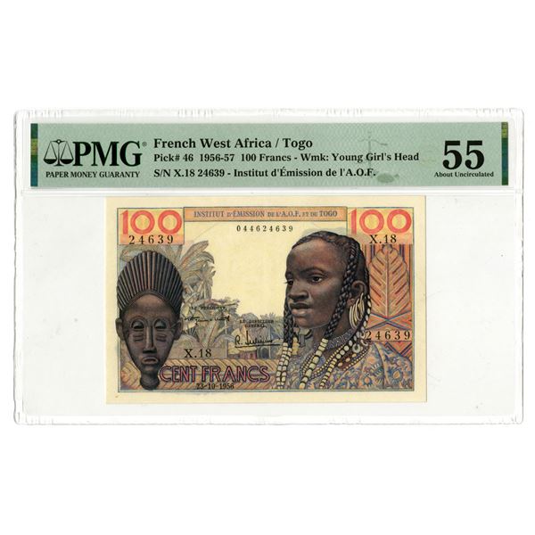 French West Africa / Togo. Institut d'Emission de l'A.O.F., 1956, Issued Banknote.