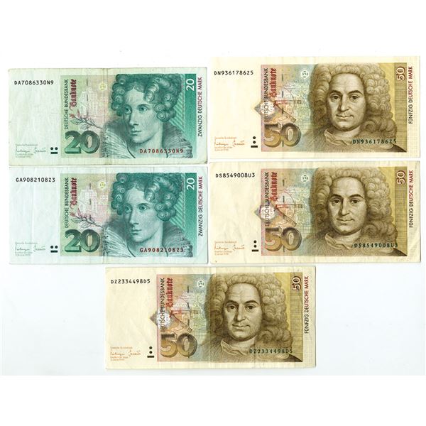 Germany. Deutsche Bundesbank, 1993 to 1996, Issued Banknote Assortment.
