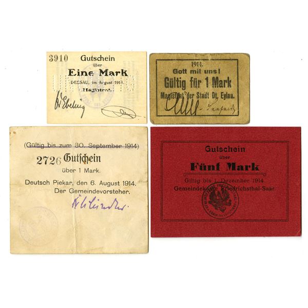 Germany. Friedrichsthal-Saar, Deutsch Piekar, Deutsch Eylau & Dessau, 1914 Municipal Notgeld (Gutsch
