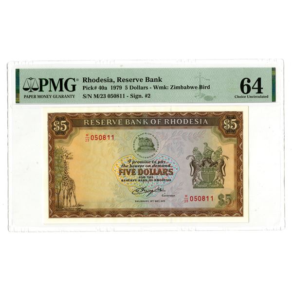 Rhodesia. Reserve Bank of Rhodesia, 1979, Issued Banknote.