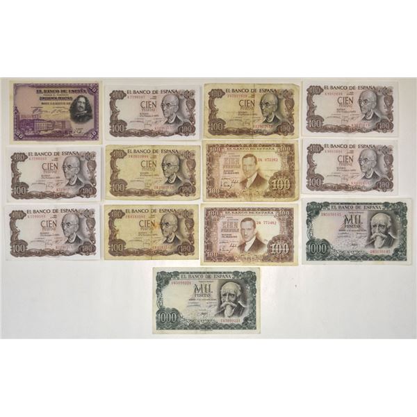 Spain. Banco de Espana, 1928 to 1971 (1974), Issued Banknote Assortment.