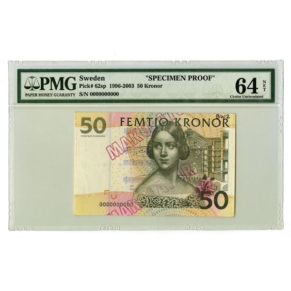 Sweden. Sveriges Riksbank, ND (1996 to 2003), Specimen Proof Banknote.