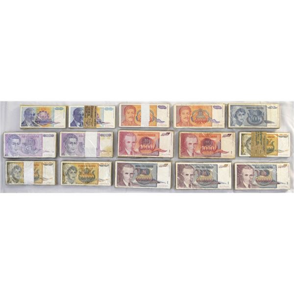Yugoslavia. National Bank of Yugoslavia, 1992 to 1994, Sealed Packaged of Banknotes.