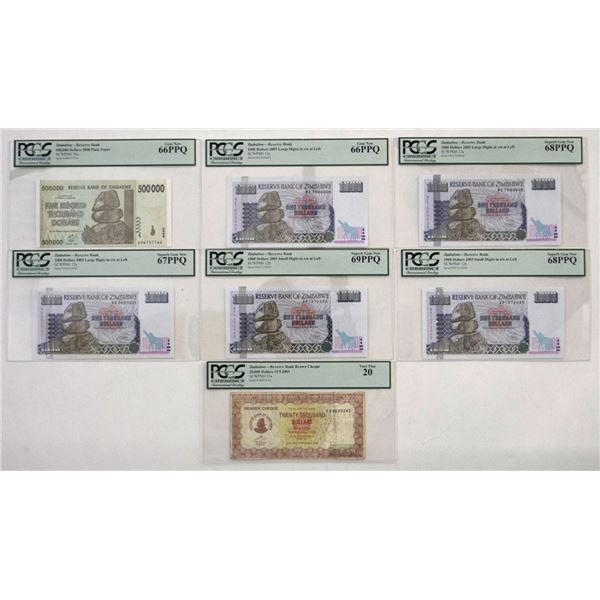Zimbabwe. Reserve Bank of Zimbabwe, 2003 to 2008, Issued Banknote Assortment Including "Top Pop" P-1