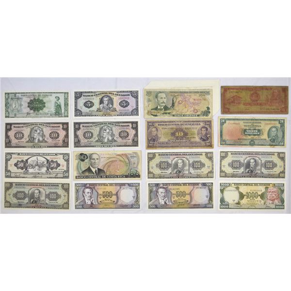 South American Issued Banknote Assortment, L.1952 to 1992.
