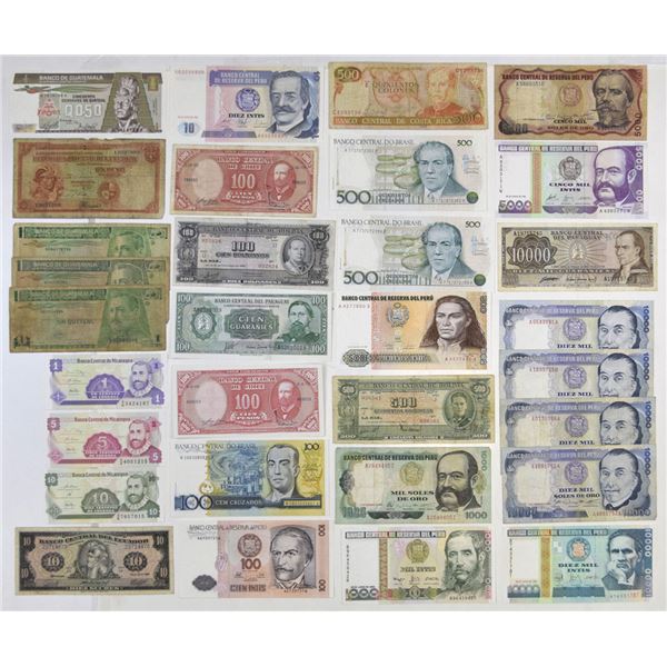 South American Collection of Issued Banknotes.