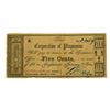 Image 1 : LA. Corporation of Plaquemine, 1862, 5 Cents Issued Obsolete Scrip Note