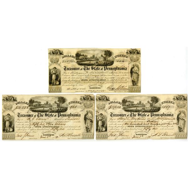 PA. Treasurer of the State of Pennsylvania, 1844 to 1850, State Appropriation School Fund Warrant Tr