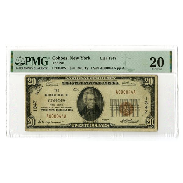 NY. National Bank of Cohoes, New York. $20 T1, Series of 1929, Ch#1347, Issued Banknote with Low S/N