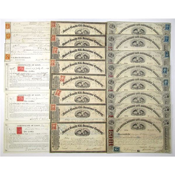 NJ. Mutual Benefit Life Insurance Co., 1863 to 1898, Scrip Dividend and Termination Certificate Asso