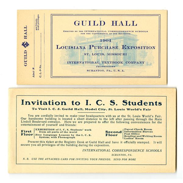 LA. & MO., Louisiana Purchase Exposition, 1904 Guild Hall Invitation & Brochure.