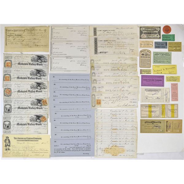 Railroad Tickets, Drafts, Checks, and Exchanges, 1850s to 1900s.
