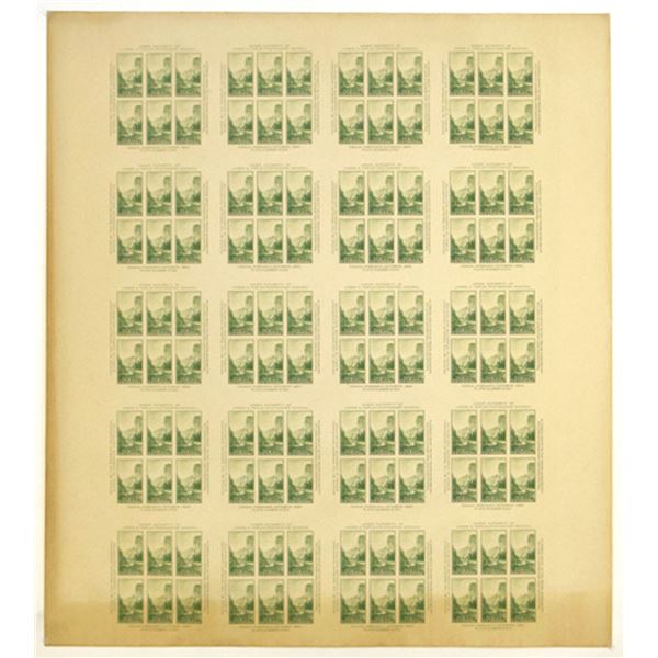 Washington, DC. 1934. National Parks Issue, 1¢ Green, Farley Imperforate and Ungummed Sheet