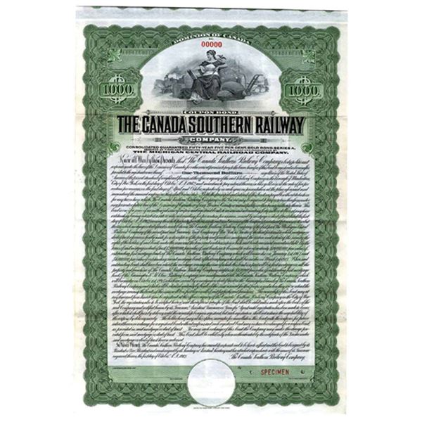 Canada Southern Railway Co., 1912 Specimen Bond