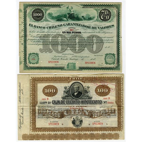Chile. Chilean Specimen Bond Pair, ND (1880s to 1900s)