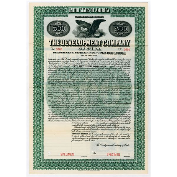 Cuba. Development Co. of Cuba, 1907 Specimen Gold Coupon Bond