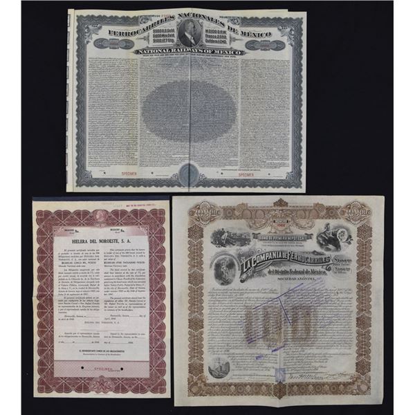 Mexico. Mexican I/U and Specimen Bond Trio, ca.1896 to 1948.