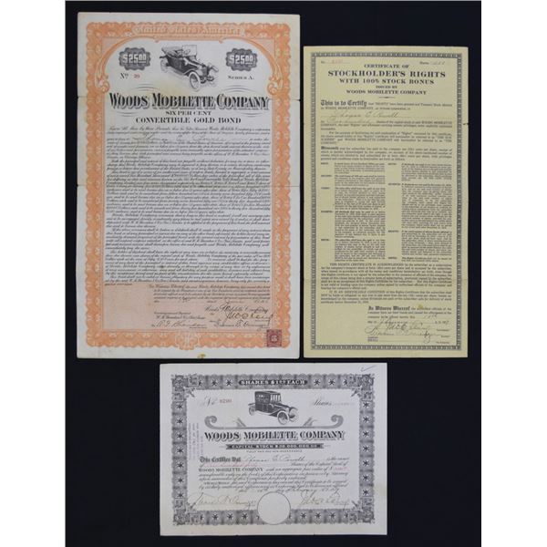 AZ. Woods Mobilette Co., 1916 to 1917, I/U Certificate Trio.