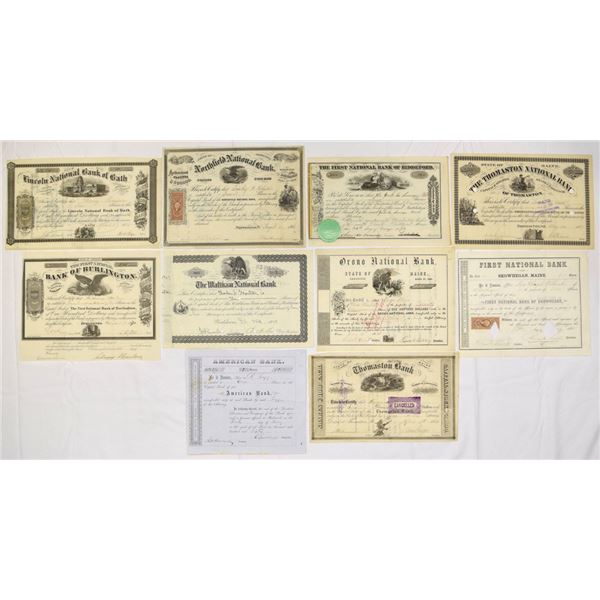 Maine & New England National Bank Stock Certificate Collection, 1860s to 1880s