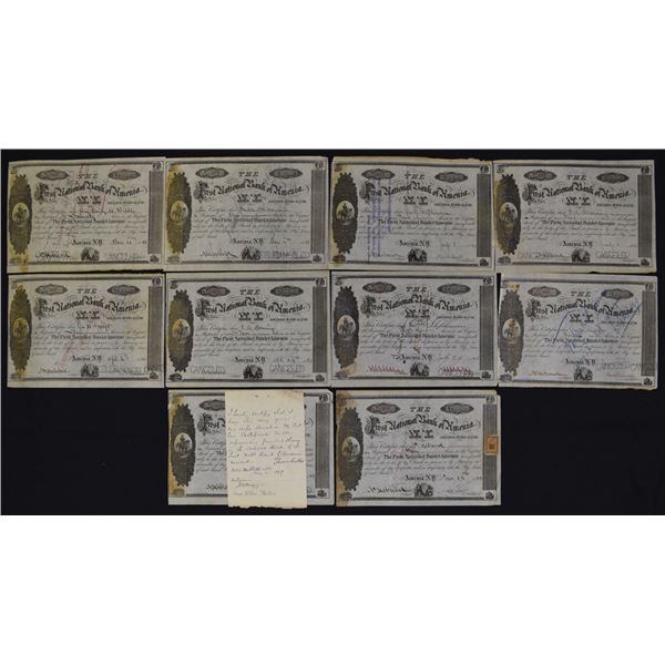 NY. First National Bank of Amenia, 1890, I/C Stock Certificate Group.