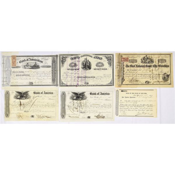 NY. New York State Banking Stock Certificates and Transfer Document, ca.1830s to 1860s