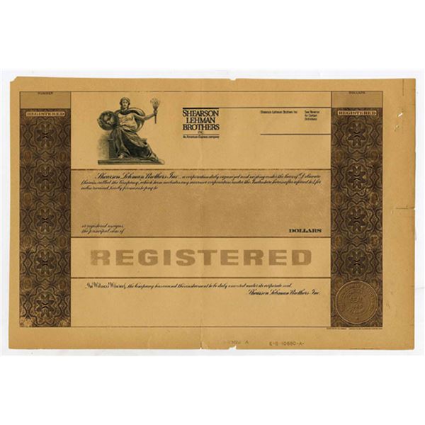 NY. Shearson Lehman Brothers, Inc., ND (ca.1980s), Proof Bond