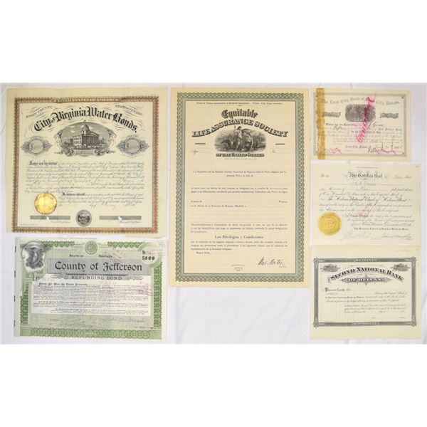 Western Municipal, Banking, and Insurance Certificates, 1880s to early 1900s