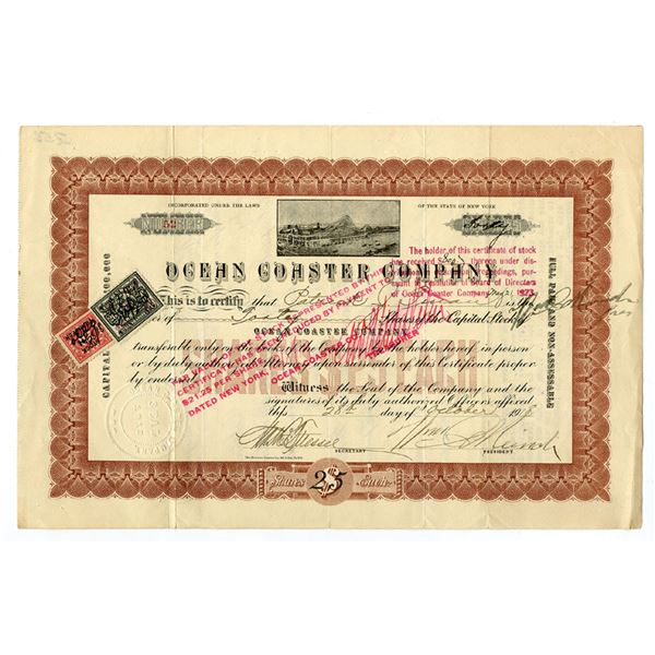 NY. Ocean Coaster Co., 1918, I/U Stock Certificate