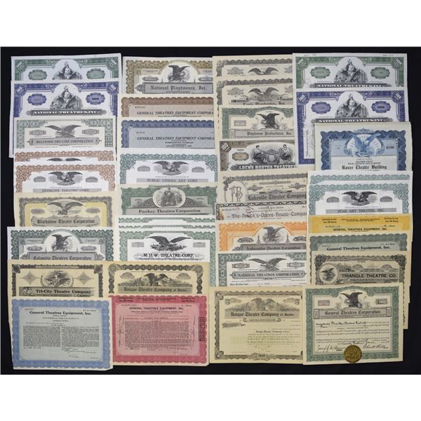 Theatre, Cinemas, Playhouses and Other Entertainment I/U & I/C Stock Certificate Collection, ca.1900