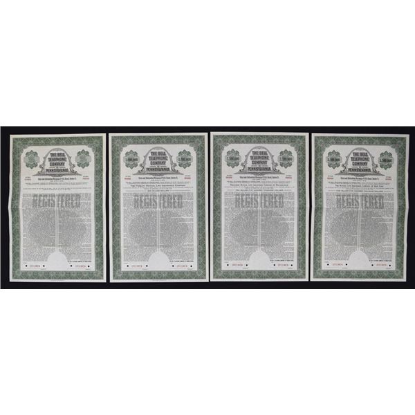 PA. Bell Telephone Company of Pennsylvania, 1941 High Denomination Specimen Bond Quartet.