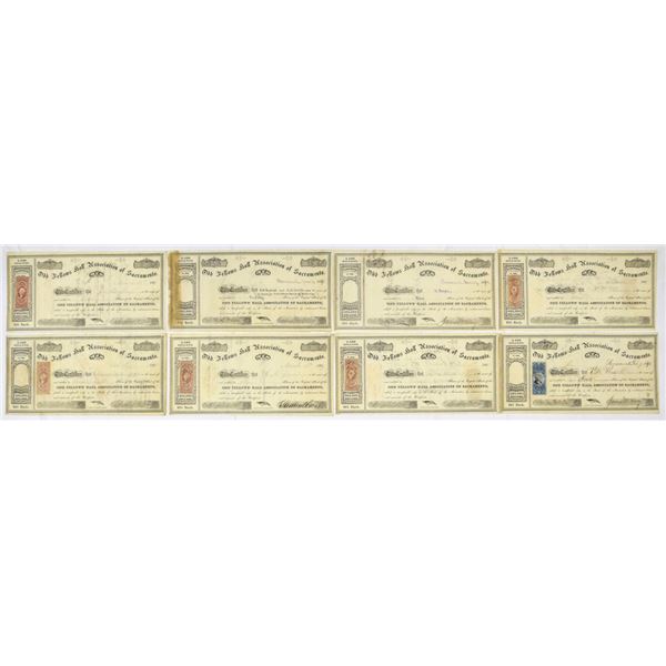 CA. Odd Fellows Hall Association of Sacramento, 1867 to 1872, I/U Stock Certificate Group