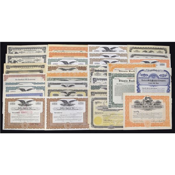 Beverage, Dairy & Food Producers, ca.1900s to 1950s, Stock and Bond Assortment.