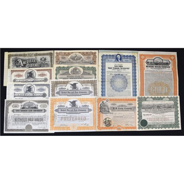 Candy and Sugar Industry, ca.1900s to 1930s, Issued Stock and Bond Assortment.