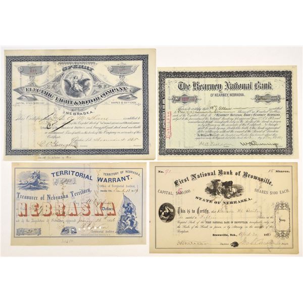 NB. Nebraska Banking, Utilities & Territorial Finance Documents, 1850s to 1880s
