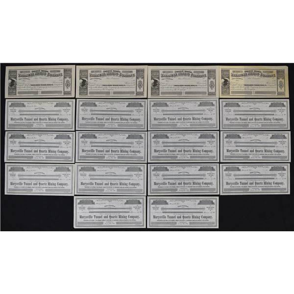 CA. California Mining Companies U/U Stock Certificate Assortment, ND (ca.1860 to 1880s).