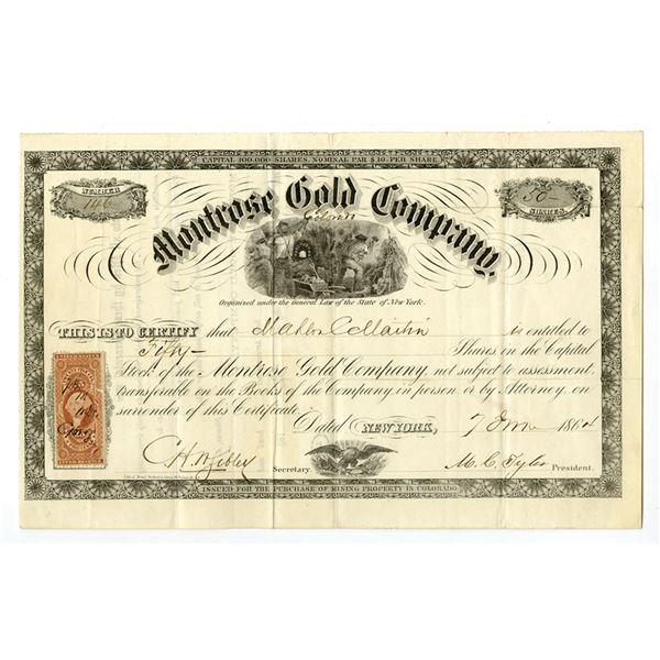 CO. Montrose Gold Co., 1864, I/U Stock Certificate.