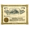 Image 1 : CO. Bull Hill Gold Tunnel Co., Cripple Creek Gold Mining District. 1896, I/U Stock Certificate.