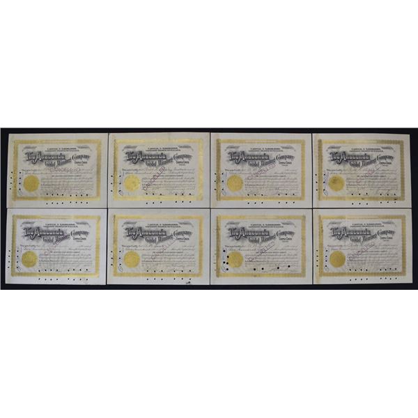 CO. Anaconda Gold Mining Co., 1896, I/C Stock Certificates.