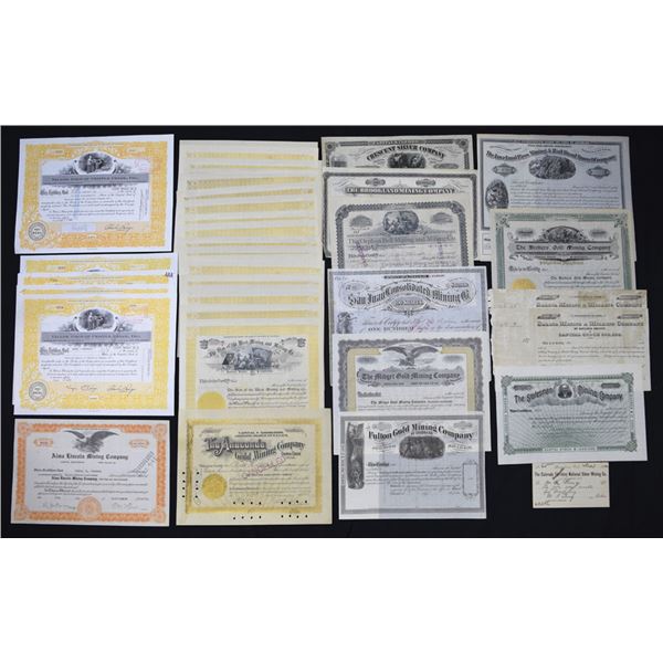 CO. Colorado Mining Companies, 1870s to 1981, Assortment of Issued and Unissued Stock Certificates.