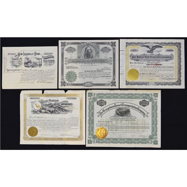 CO. Colorado Mining Ventures Stock Certificates., ND (1890s) to 1932.