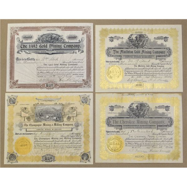 CO. Cripple Creek Mining Company Group, 1890s–1900s I/U Stock Certificates