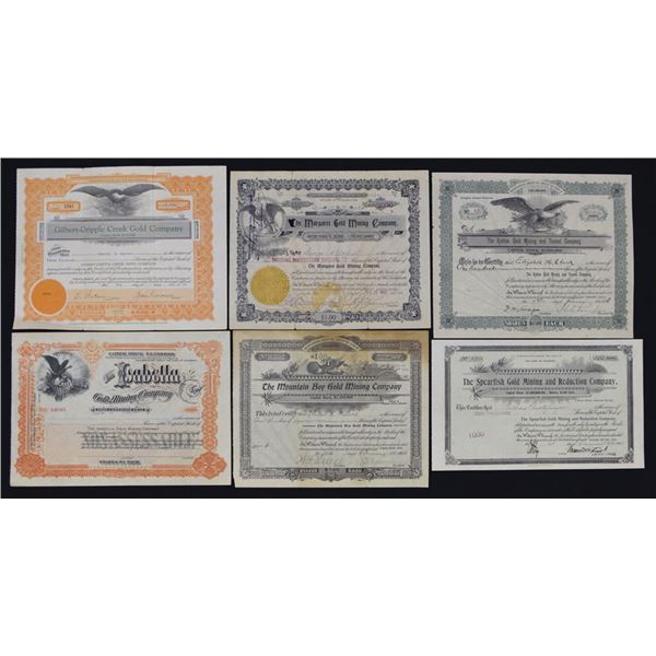 CO., Colorado Mining Stock Certificate Assortment, ca.1891 to 1927.