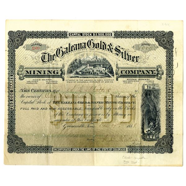 Mexico. Galeana Gold & Silver Mining Co., 1888, I/U Stock Certificate.