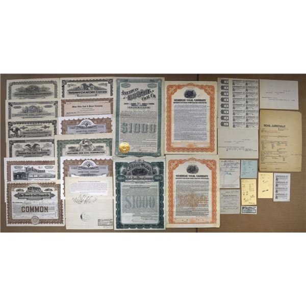 WV and Southern U.S. Coal Mining Stock and Bond Collection, 1901 to 1925.