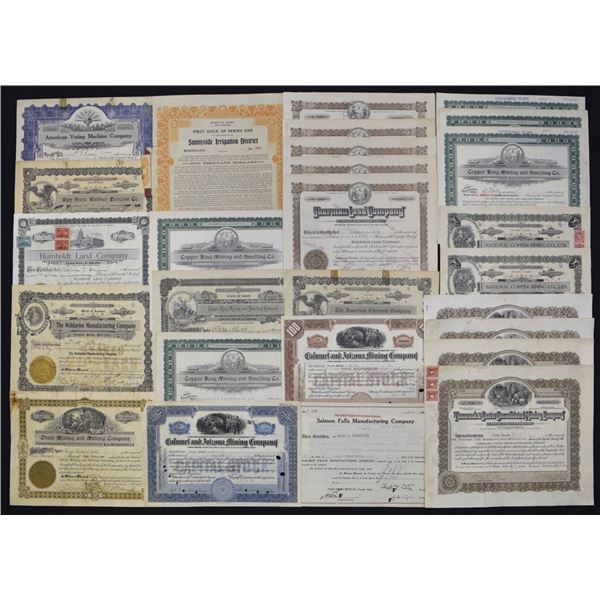 Mining and Industrial, 1904 to 1935, I/U and I/C Stock and Bond Certificate Assortment