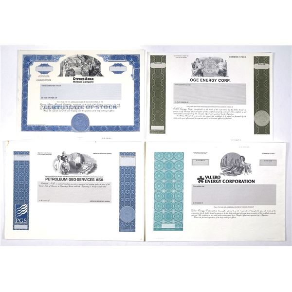 Oil, Gas & Energy Proof & Progress Proof Stock Certificate Collection, ca.1980s to 2000s